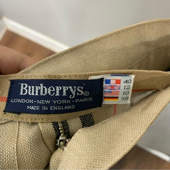 Burberry Vintage icon striped checkered pleated wool midi skirt size S England - Picture 4 of 6